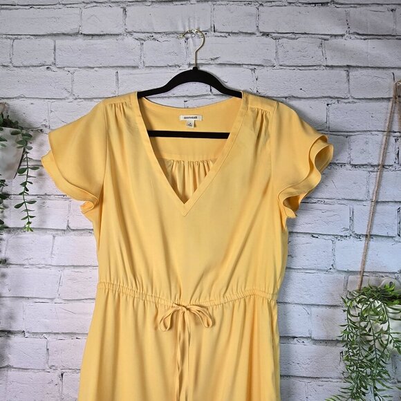 GOODTHREADS BUTTERY YELLOW SHIFT DRESS WITH RUFFLED SLEEVES CINCH WAIST SIZE M - Picture 7 of 11